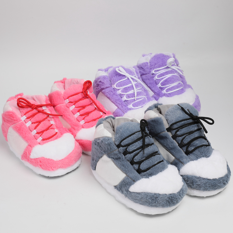 Sneaker Care Set - Ciepłe pluszowe kapcie-sneakersy, modne antypoślizgowe futrzane